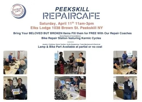 Peekskill Repair Café is scheduled for Apr. 11 at the Elks Lodge. (Elks)
