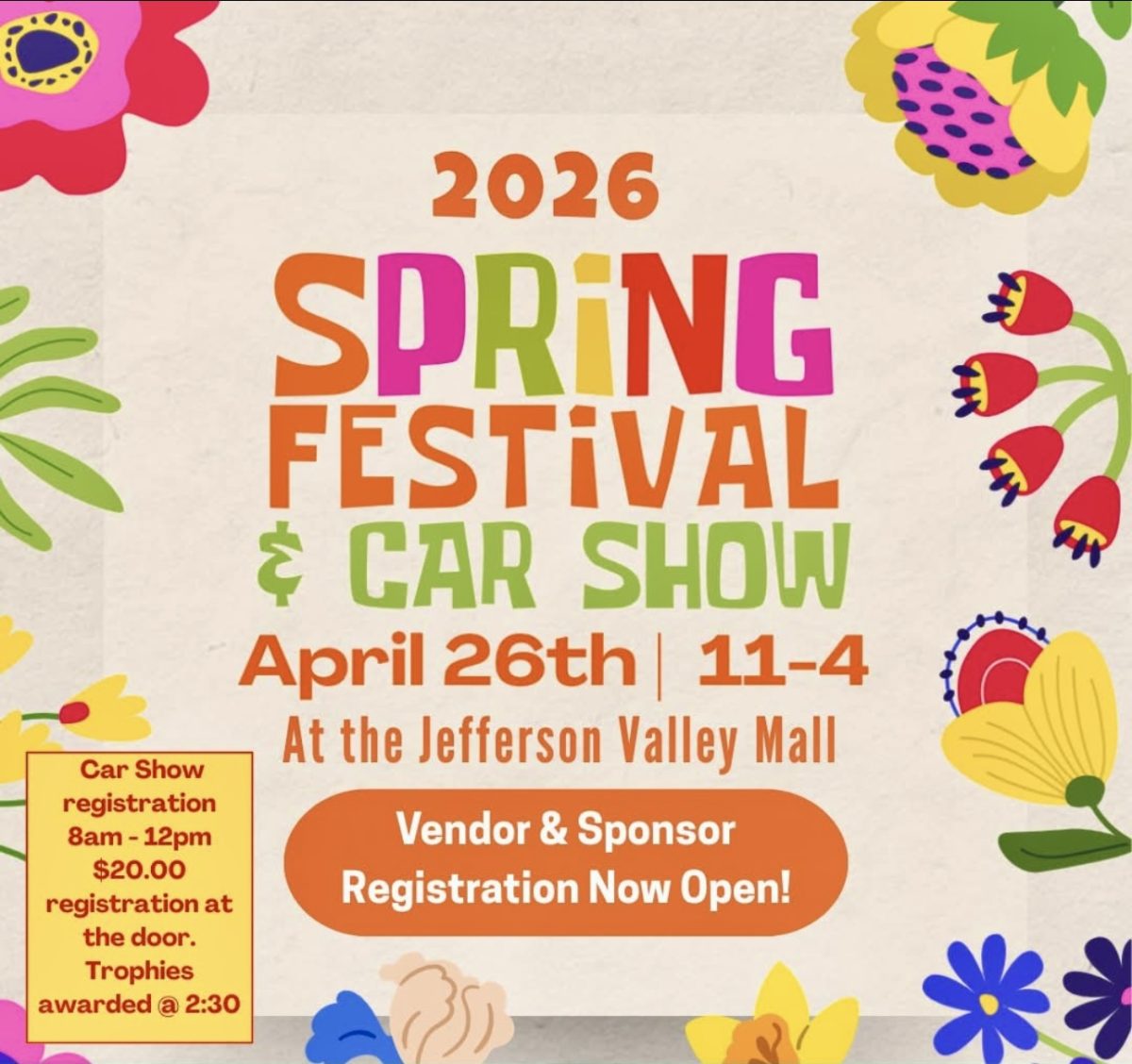 Spring Festival & Car Show takes place April 26 at Jefferson Valley Mall. (Hudson Valley Gateway Chamber of Commerce)