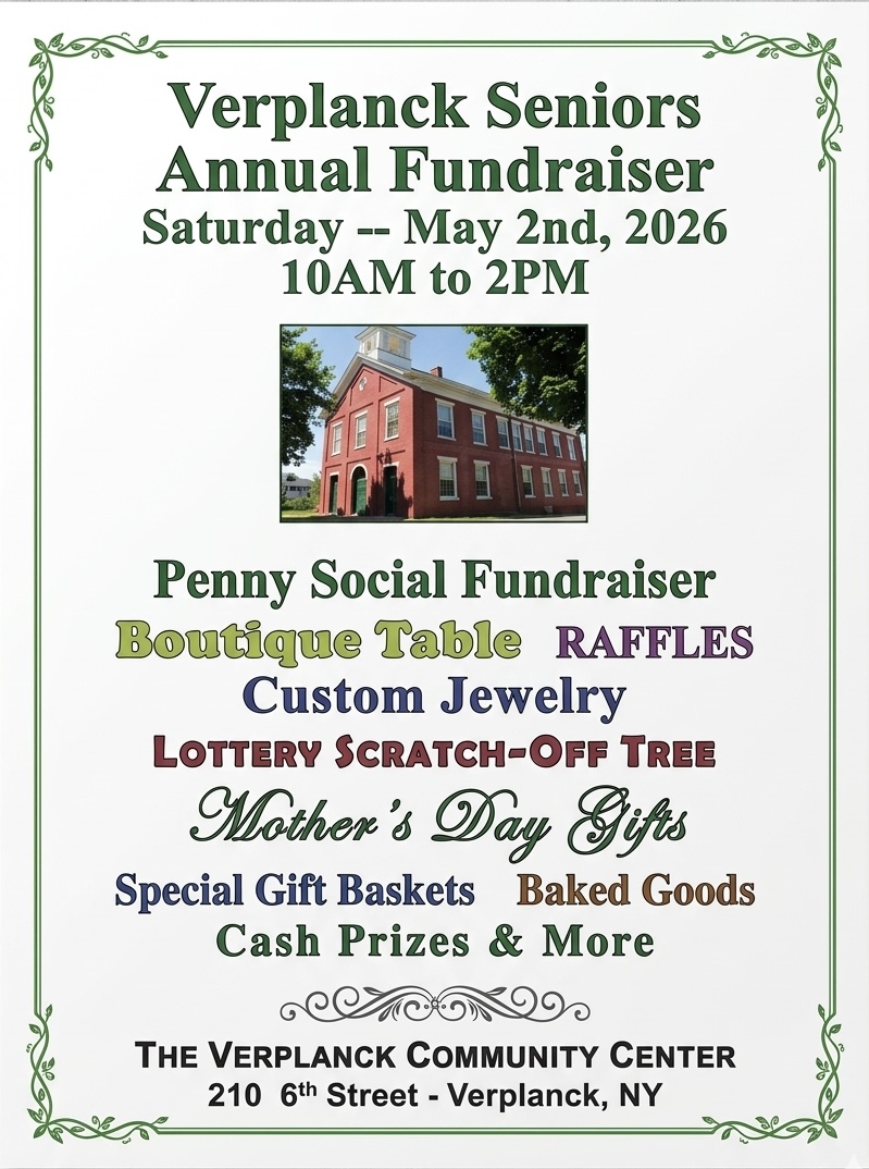Penny Social Fundraiser scheduled for May 2, will feature raffles, gift baskets and cash prizes. (Verplanck Senior Citizens' Club)