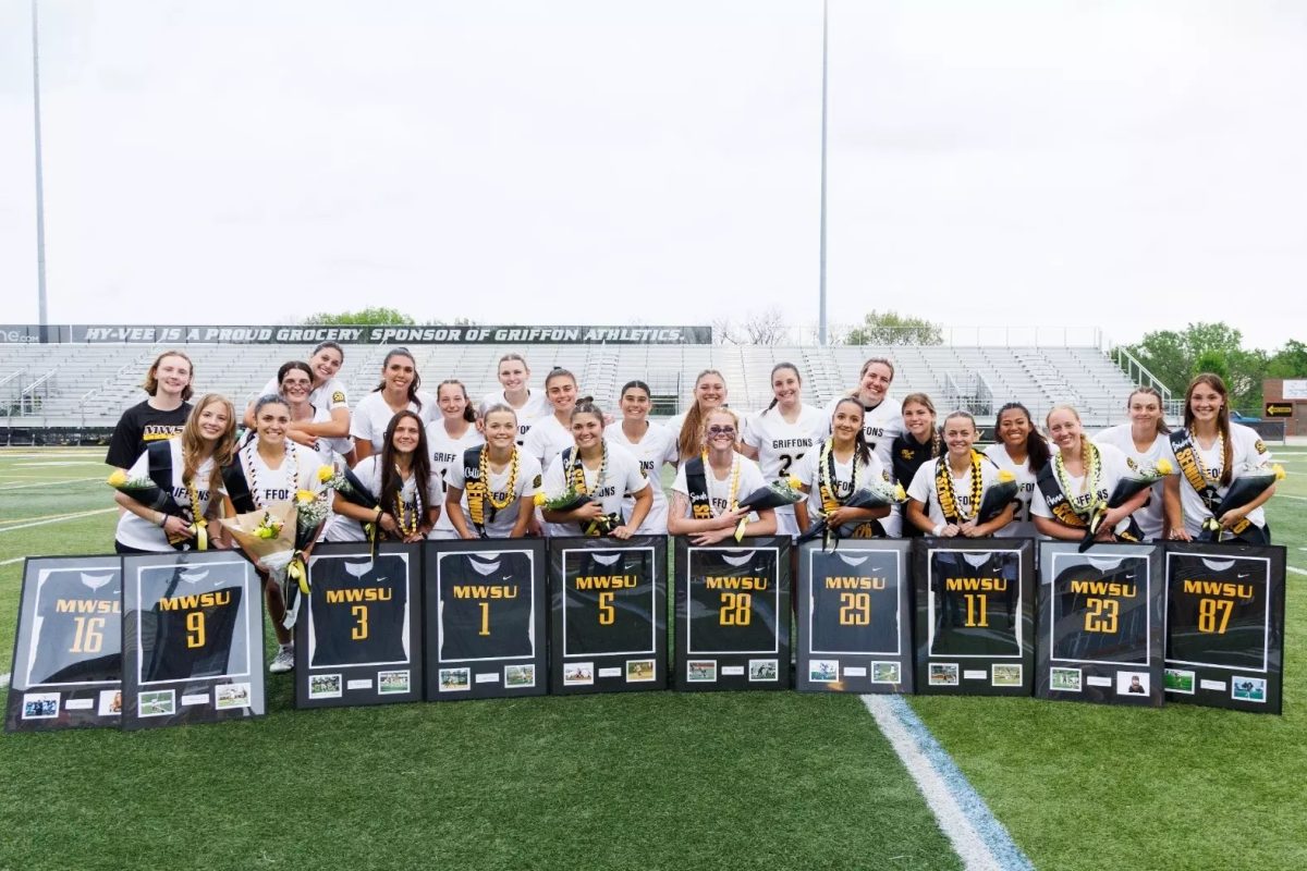 Hen Hud alum Jordan Porter (#3) was one of 10 Missouri Western seniors honored on April 26. (Missouri Western State University Athletics)