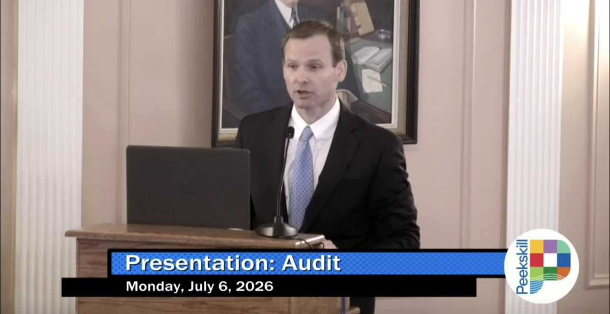 Jeffrey Shaver of accounting firm PKF O'Connor Davies presents City of Peekskill audit results on July 6. (Screenshot of City of Peekskill July 6 Work Session Meeting)